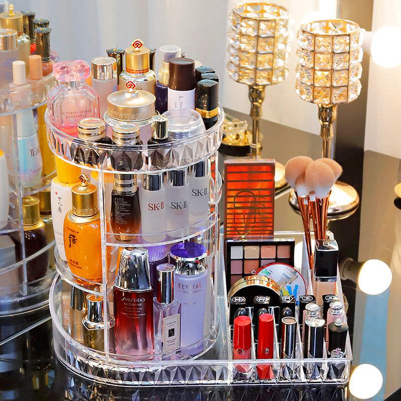 Cosmetic Storage Box Transparent Rotating Desktop Non-Acrylic Dressing Table Lipstick Skin Care Product Storage