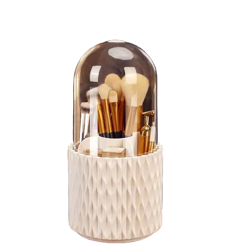 360 Rotating Large Capacity Transparent Makeup Brush Storage Pen Holder Acrylic Dust With Lid Desktop Cosmetic Storage Box